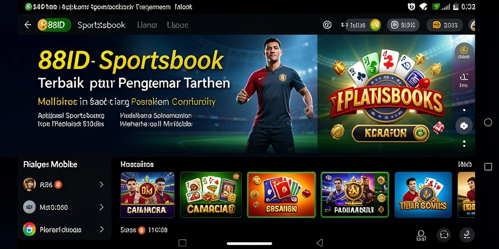 Screenshot utama 88ID menampilkan antarmuka Sportsbook yang menarik.
