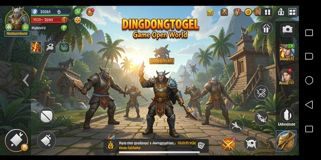 Screenshot gameplay DINGDONGTOGEL menampilkan dunia terbuka yang menakjubkan.