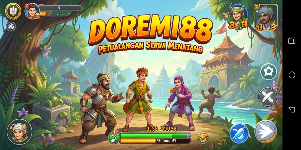 Tampilan gameplay mendebarkan dalam DOREMI88 saat menjelajahi dunia petualangan.