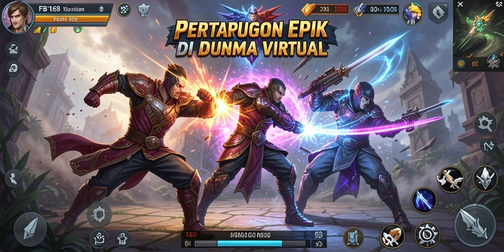 Tampilan pertarungan epik dalam FB168 dengan karakter memukau.