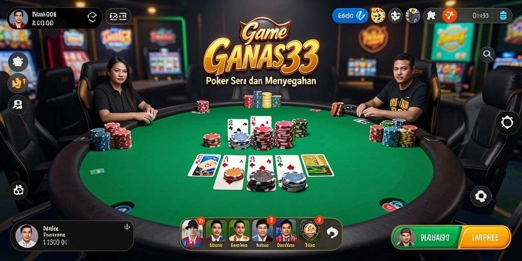 Tampilan gameplay intens dalam permainan Poker di GANAS33.