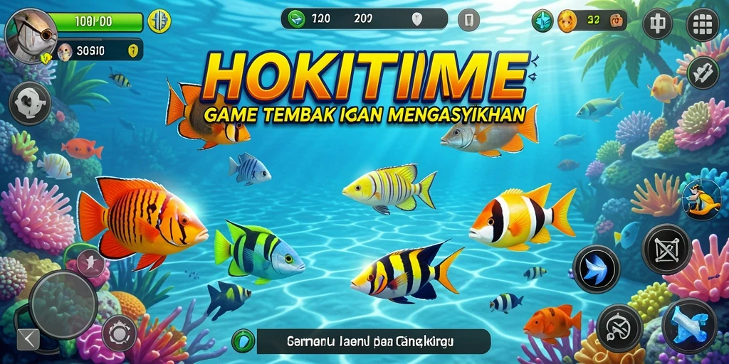 Screenshot HOKITIME menampilkan keseruan menembak ikan.