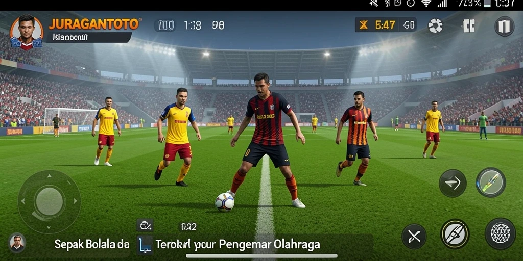 Gameplay seru di JURAGANTOTO dengan aksi sepak bola yang memukau.