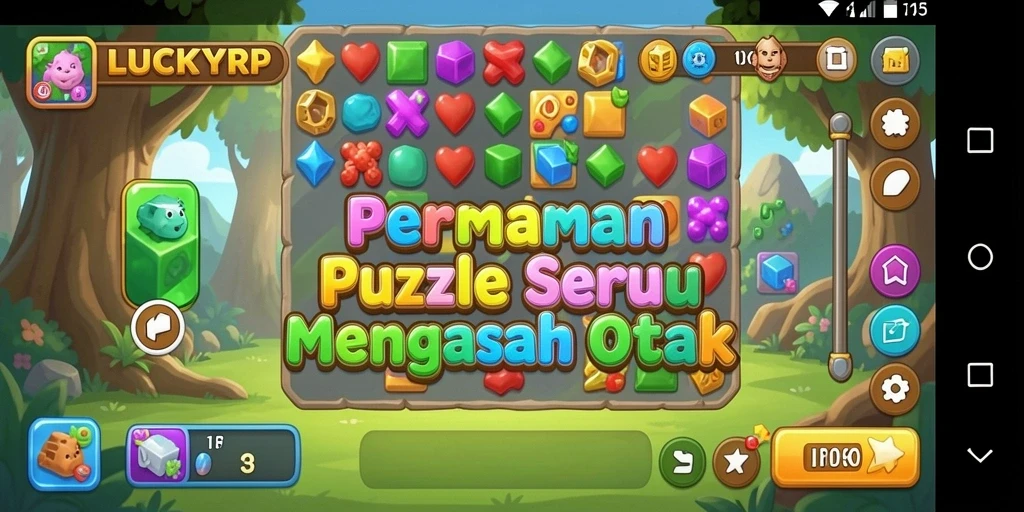 Screenshot gameplay LUCKYRP menampilkan teka-teki yang menantang dan penuh warna.