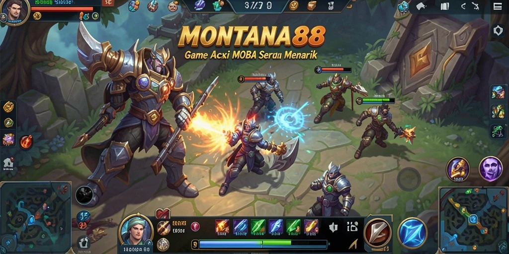 Screenshot gameplay MONTANA88 menampilkan pertarungan tim yang seru.
