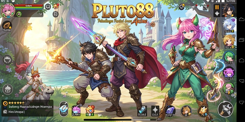 Tampilan gameplay seru dengan karakter anime favorit.
