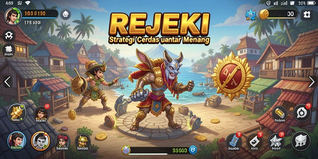 Screenshot gameplay menunjukkan strategi kompleks dan taktik dalam REJEKI.
