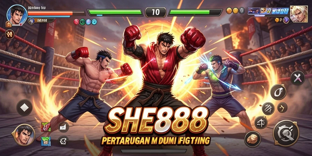 Tangkapan layar gameplay SHE888 menampilkan aksi pertarungan yang mendebarkan.