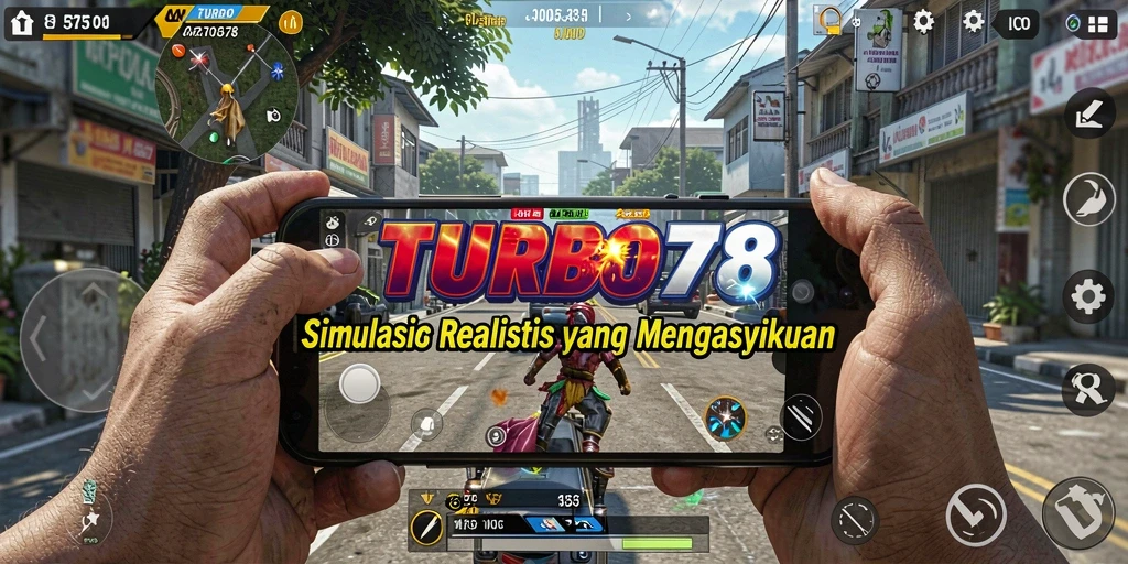 Tangkapan layar TURBO78 menampilkan aksi gameplay simulasi yang mendalam.
