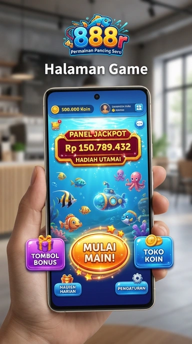 Tampilan utama aplikasi 888r dengan berbagai kategori.